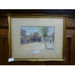 A framed and glazed watercolour of Henley In Arden signed G.A.