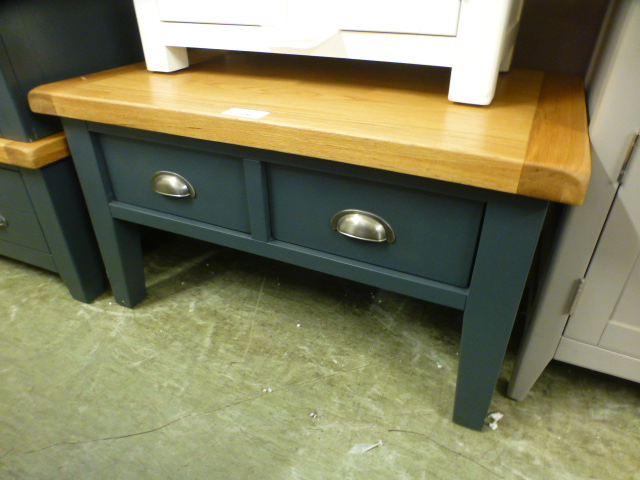 Hampshire Blue Painted Oak Coffee Table With Drawers (42.