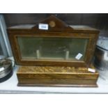 A small glazed fronted cabinet together with a wooden hinged box