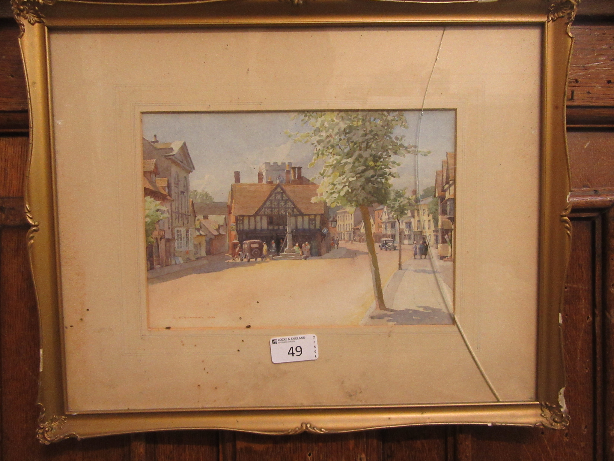 A framed and glazed watercolour of Henley In Arden signed G.A. - Bild 2 aus 4