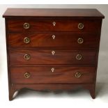 HALL CHEST, Regency figured mahogany, of adapted shallow proportions,
