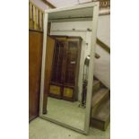 WALL MIRROR, Italian grey painted with moulded frame, to match previous lot, 111cm W x 220cm H.