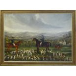 19th CENTURY ENGLISH SCHOOL 'The Beaufort Hunt', oil on canvas, 110cm x 156cm, framed.