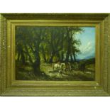 19th/20th CENTURY FRENCH SCHOOL 'Making Firewood', oil on canvas, signed indistinctly 'P.