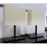 B & B ITALIA LAMPS, a pair, Maxalto Collection, square cream shades on metal column base,