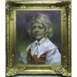 ALEXANDER TOLSTOY 'Portrait of a Lady', oil on canvas, signed lower right, 45cm x 35cm, framed.