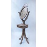 MOORISH DRESSING MIRROR, hardwood and bone inlay with oval framed mirror,