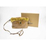 BURBERRY 'THE LITTLE CRUSH' BAG, alligator body with gold mink fur trim and gilt metal hardware,