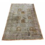 FINE QUM SILK RUG, 205cm x 132cm, tiled garden design.