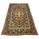 FINE ANTIQUE TEHRAN RUG, 225cm x 135cm.