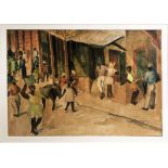 VERA ALABASTOR (Russian 1889-1964) 'Jamaican Street', watercolour, 24cm x 34cm, inscribed verso.