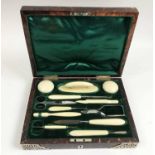 SILVER AND TORTOISESHELL GROOMING SET,