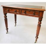WRITING TABLE, Victorian Gillows style mahogany with tooled leather,