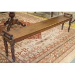 HALL BENCH, 19th century English mahogany, circa 1870, of large proportions,