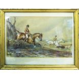 ATTRIBUTED TO JOHN FREDERICK HORRING 'Hunting Scene', watercolour, 18cm x 28cm, framed.