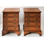 BEDSIDE CHESTS, a pair, George III design walnut each with four long drawers, 41cm x 60cm H x 33cm.