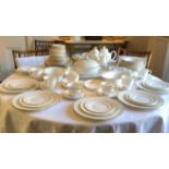 DINNER SERVICE, English fine bone china royal Worcester Contessa, twelve place, six piece settings.