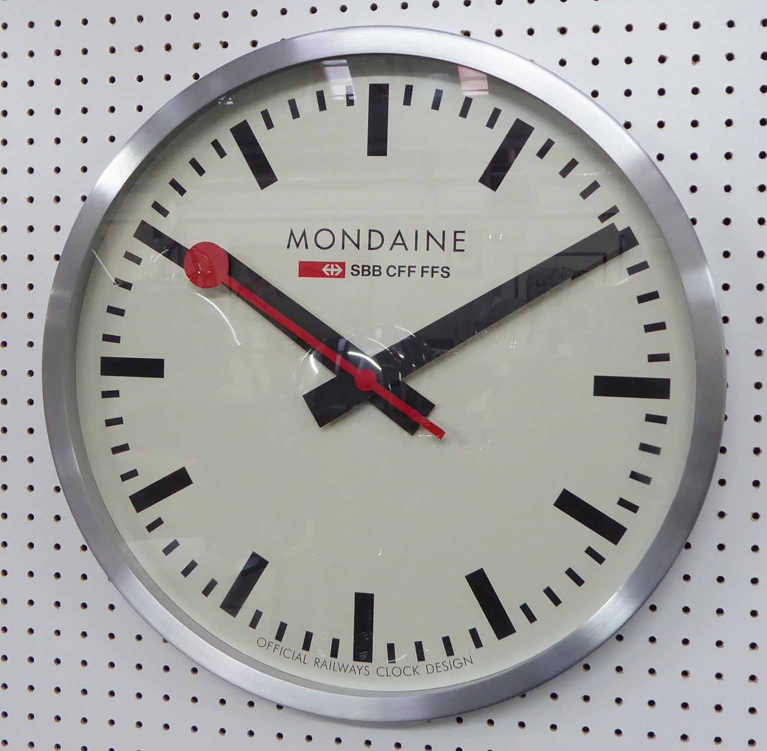 MONDAINE WALL CLOCK, inspired by Hans Hilfiker, 40cm diam.