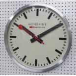 MONDAINE WALL CLOCK, inspired by Hans Hilfiker, 40cm diam.