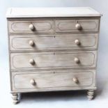 CHEST, Victorian grey painted and lined with two short and three long drawers, 98cm H x 96cm x 44cm.