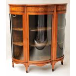 SATINWOOD BOWFRONT DISPLAY CABINET,