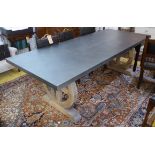 DINING TABLE, French style, zinc top, 244cm x 100cm x 80cm.