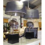 EICHHOLTZ EXTRUDER TABLE LAMPS, a pair, with shades 66cm H.