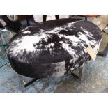 ANDREW MARTIN OTTOMAN, hide finish Nguni, 50cm H.