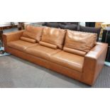 GEORGE SMITH SOFA, of large proportions, leather finish, 280cm W.