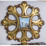 HARRISON & GIL WALL MIRROR, with gilt cruciform frame, 130cm H x 130cm W.