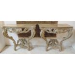 CONSOLE TABLES, a pair,