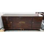 SIDEBOARD, 1940s in coromandel with shelves and centre cupboard with two drawers,