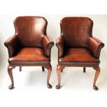 TUB ARMCHAIRS, a pair,