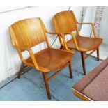 FRITZ HANSEN AX CHAIRS, a set of six by Peter Hudt & Orla Molgaard, circa 1950's, 76cm H.