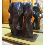 MANNER OF HENRY MOORE bronze sculpture, 39cm H, on 28.5cm x 30.5cm rectangular base.