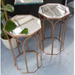 SIDE TABLES, a pair, 1950s French inspired, 36cm x 36cm x 60cm H.