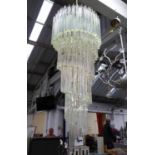 MURANO CHANDELIER, vintage Italian spiral chandelier with Triedri drops on gilt metal frame,