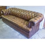 CHESTERFIELD SOFA, 20th century deep buttoned tan leather, 217cm x 88cm x 68cm H.