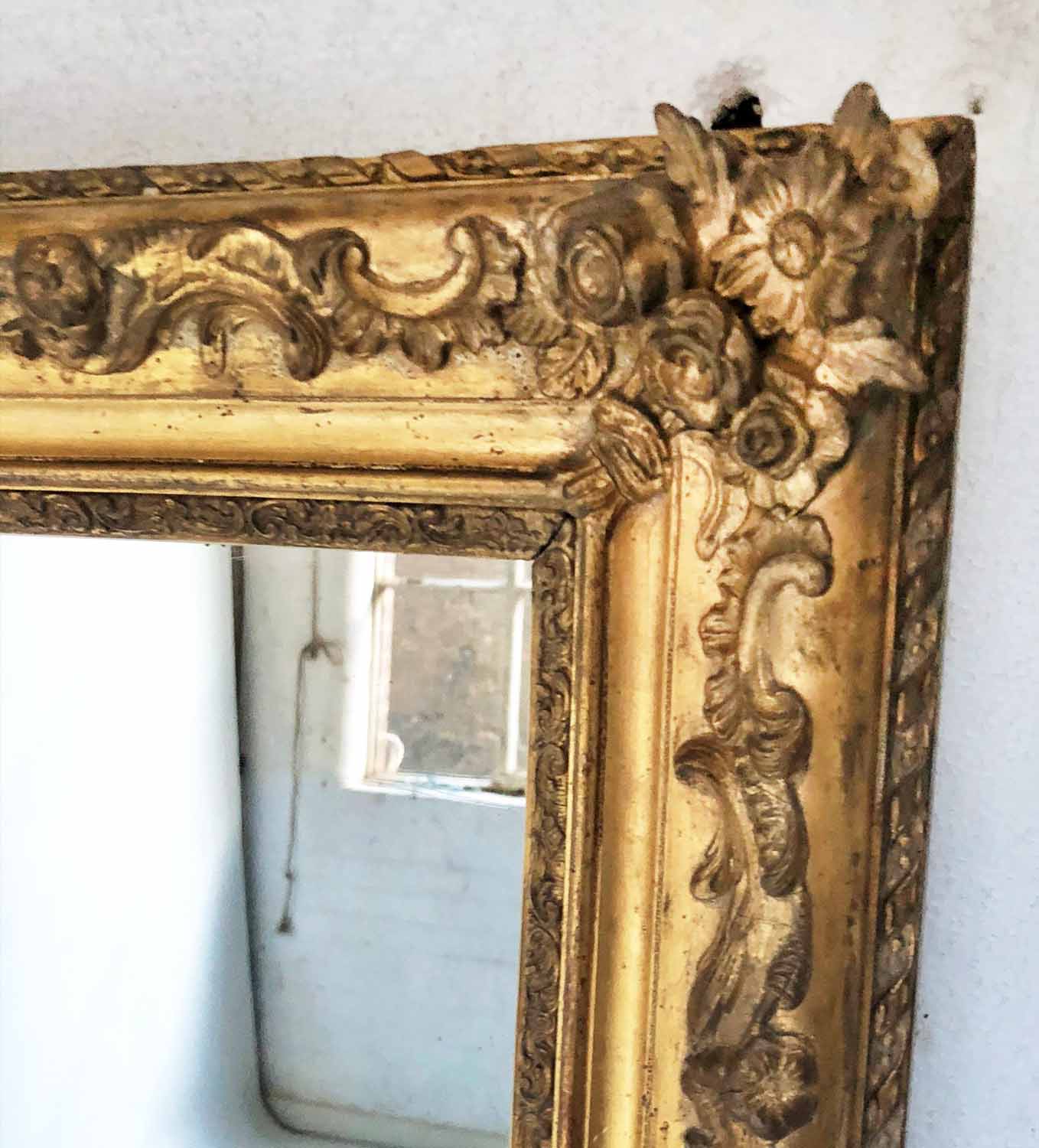 OVERMANTEL, 19th century French giltwood rectangular with foliate decorated gilt frame, - Image 3 of 3
