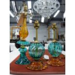 MURANO TABLE LAMPS, a set of three, vintage Italian glass, 50cm H.