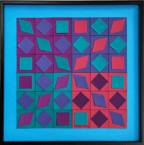 VICTOR VASARELY 'Szinky', 1990, original collage, signed centre right, titled,