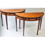 CONSOLE TABLES, a pair,