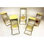 LALIQUE NINA RICCI SCENT BOTTLES, five, 21cm H, boxed.