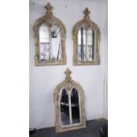 WALL MIRRORS, a set of three, French provincal style, 119cm x 62cm.