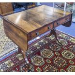 SOFA TABLE, Regency rosewood with two frieze drawers and dummy drawers to verso on castors,