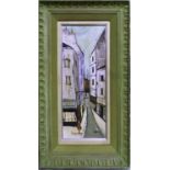 CHARLES LEVIER 'Empty Street', oil on board, signed, 65cm x 24cm, framed.