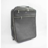 SERAPIAN MILAN TROLLEY, black pebbled leather with silver tone hardware,