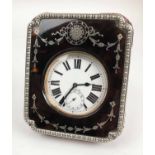 SILVER AND TORTOISESHELL CARRIAGE WATCH CASE AND WATCH, case marked Birmingham 1914.