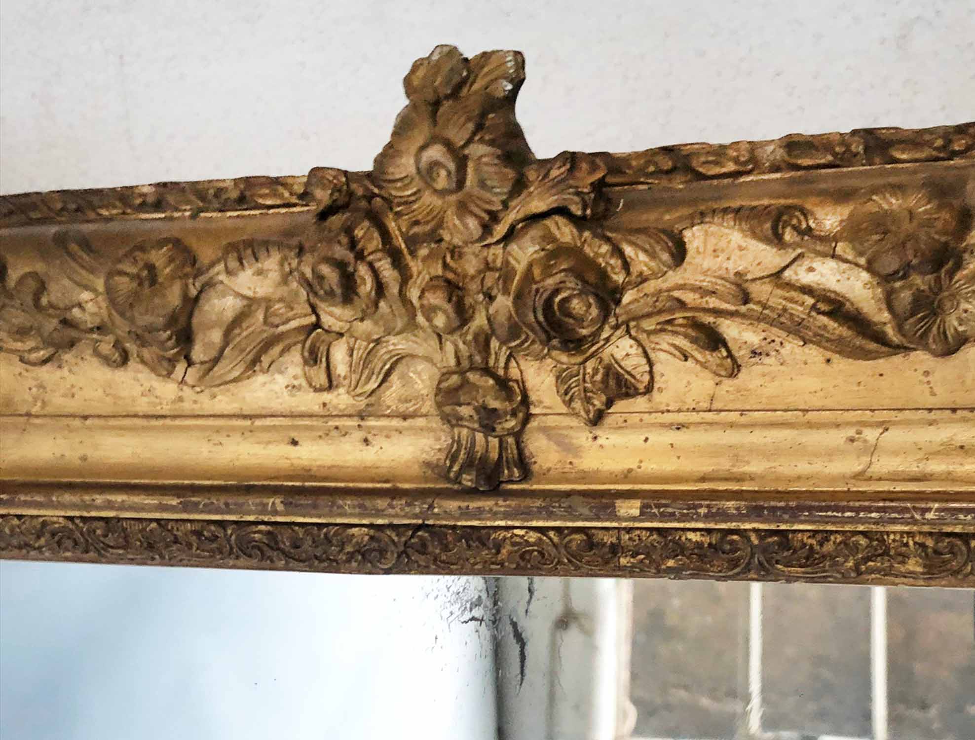 OVERMANTEL, 19th century French giltwood rectangular with foliate decorated gilt frame, - Image 2 of 3