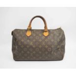 LOUIS VUITTON 35 SPEEDY BAG, with monogram coated canvas and leather trims,